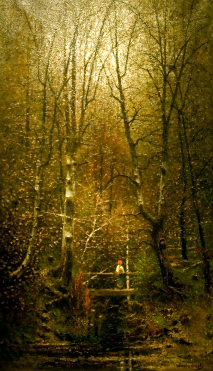 Arroyo del bosque con un puente de Laszlo Mednyanszky