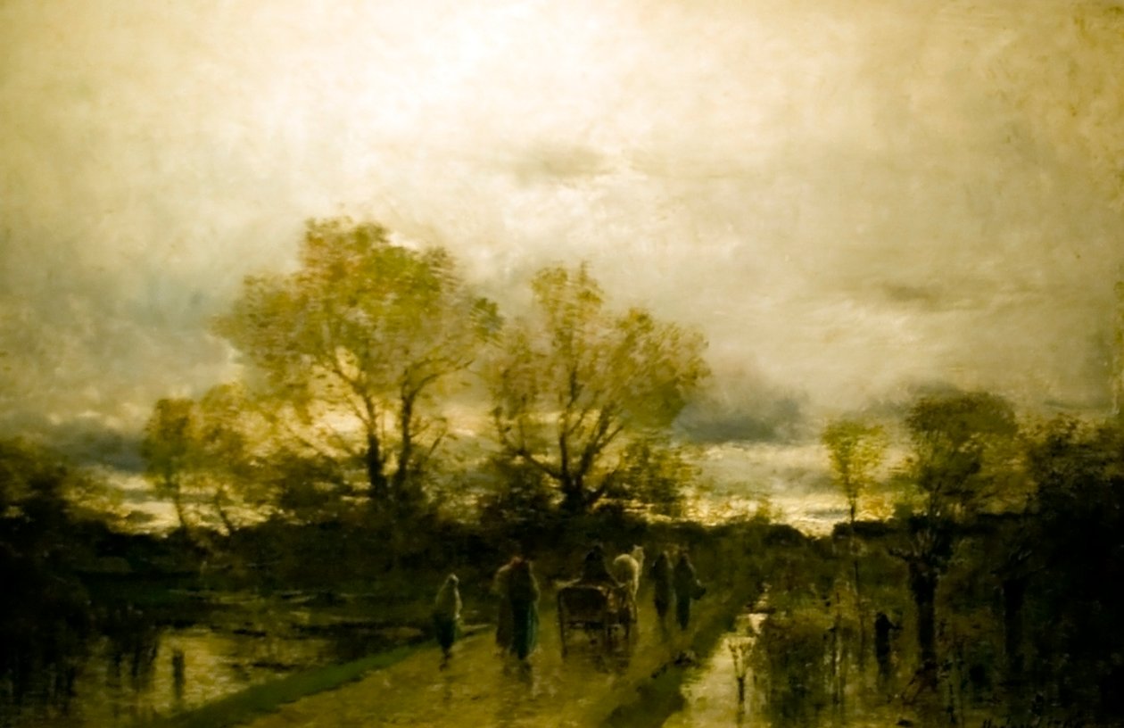 Paisaje pantanoso, camino fangoso de Laszlo Mednyanszky