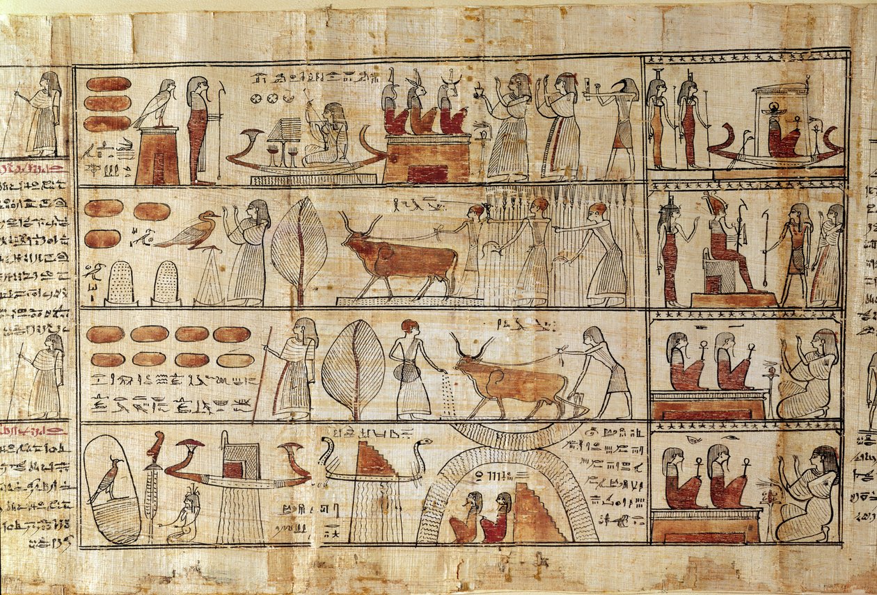 Escenas agrícolas (detalle) del Libro de los Muertos de Tsekhons de Late Period Egyptian