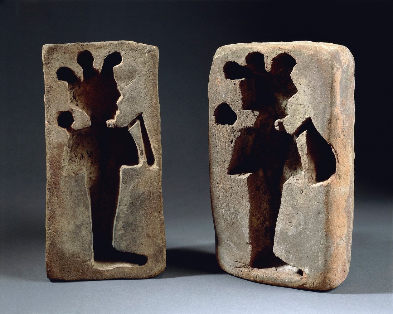 Dos moldes de figura de Osiris, de Abidos de Late Period Egyptian