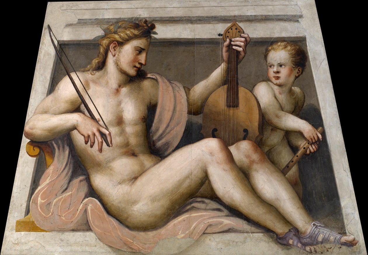 Apolo con cupido de Lattanzio Gambara