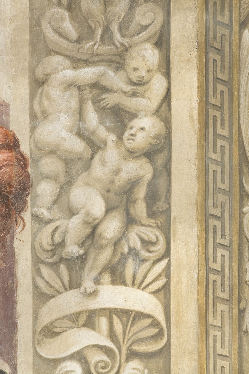Putti, decoraciones alrededor de las ventanas de Lattanzio Gambara