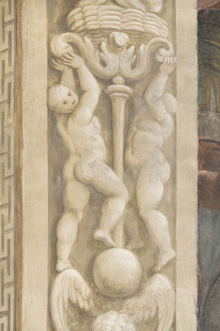 Putti, decoraciones alrededor de las ventanas de Lattanzio Gambara