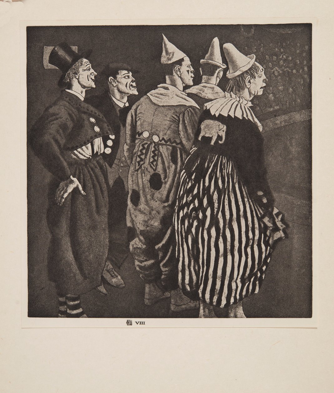 Cinco Payasos, pub. 1926 de Laura Knight