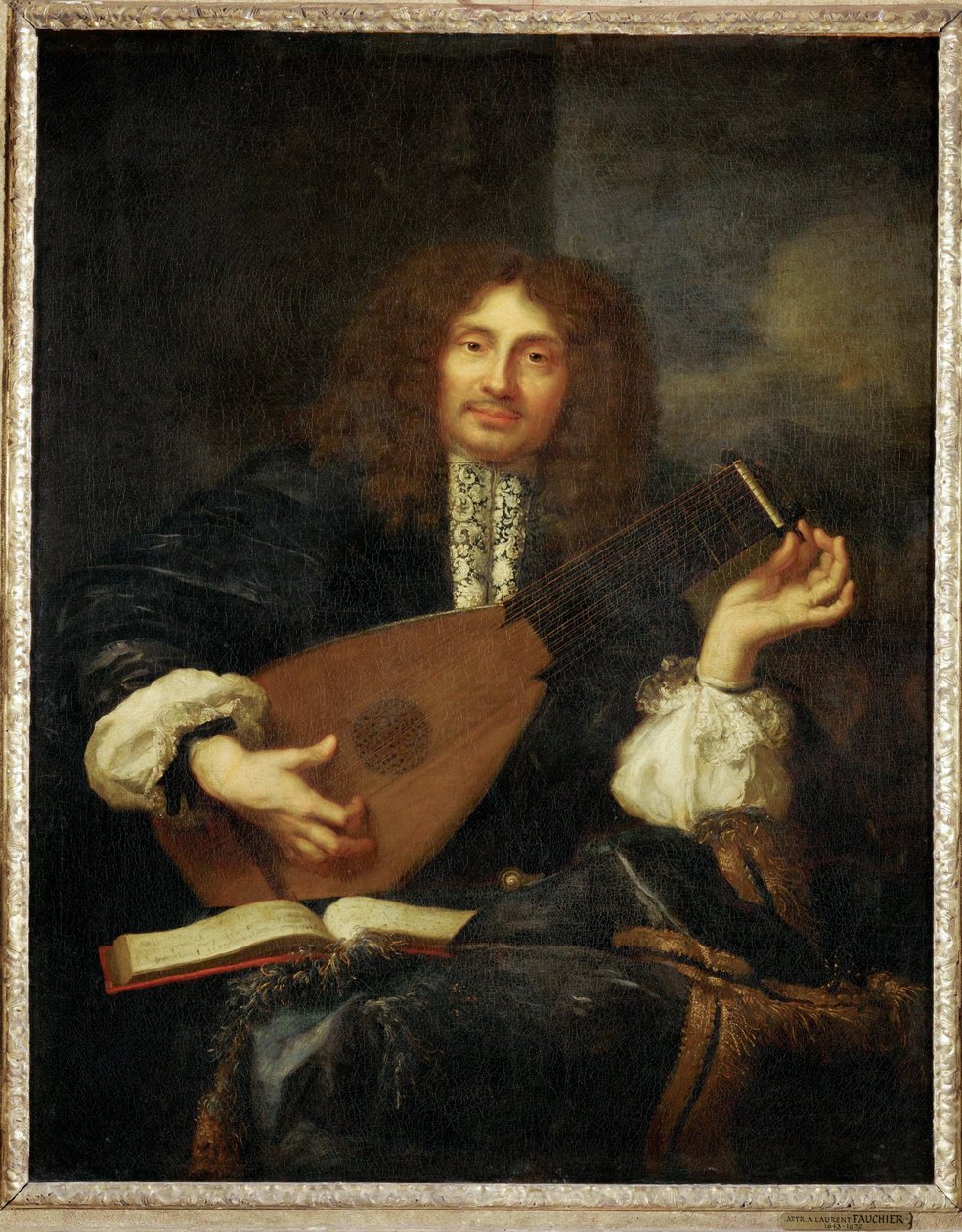 Hombre tocando el laúd (pintura sobre lienzo) de Laurent Fauchier