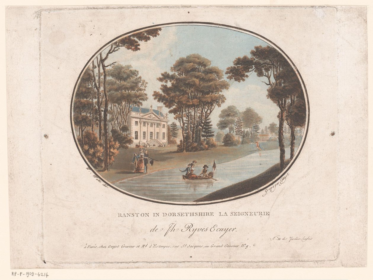 Vista de Ranston en Dorsetshire
Ranston in Dorsethshire La Seigneurie de Jh Ryves Ecuyer. (título en el objeto)
Jardins Anglais (título de la serie en el objeto)
Jardines ingleses (título de la serie) de Laurent Guyot