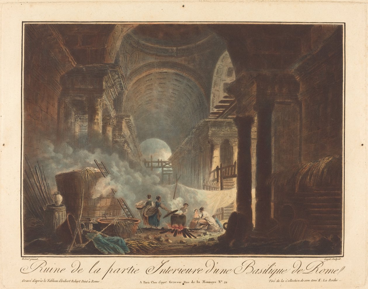 Ruina de la parte interior de una basílica de Roma de Laurent Guyot after Hubert Robert