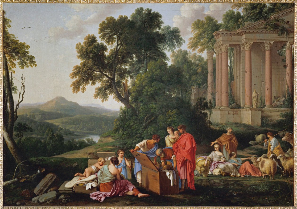 Laban cherchant ses idoles dans les bagages de JacobLaban buscando sus ídolos entre las posesiones de Jacob ... de Laurent de (workshop of) La Hyre