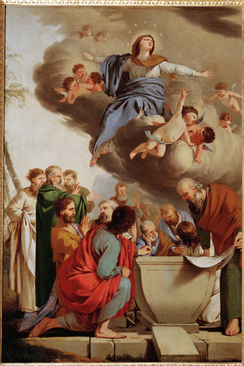 Asunción de Santa María, apóstoles mirando la tumba vacía (pintura sobre lienzo) de Laurent de La Hire or La Hyre