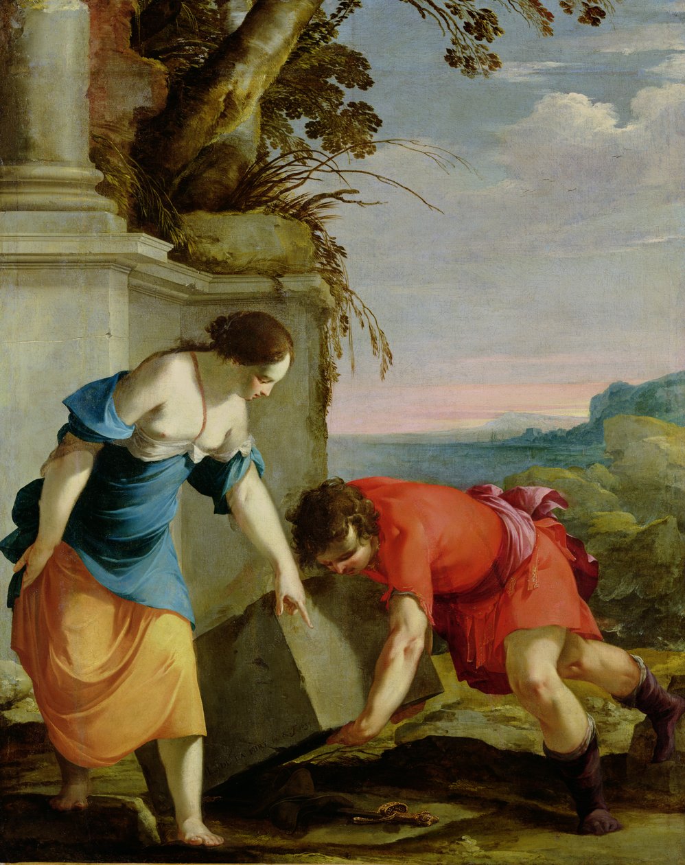 Teseo encontrando la espada de su padre, 1634 de Laurent de la Hyre