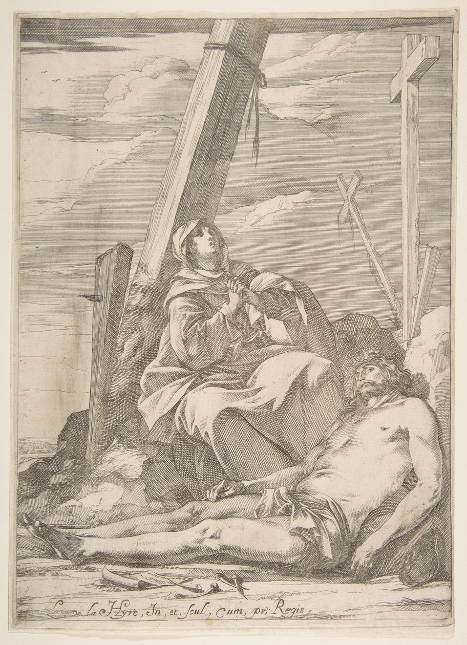Cristo y la Virgen al pie de la cruz de Laurent de la Hyre