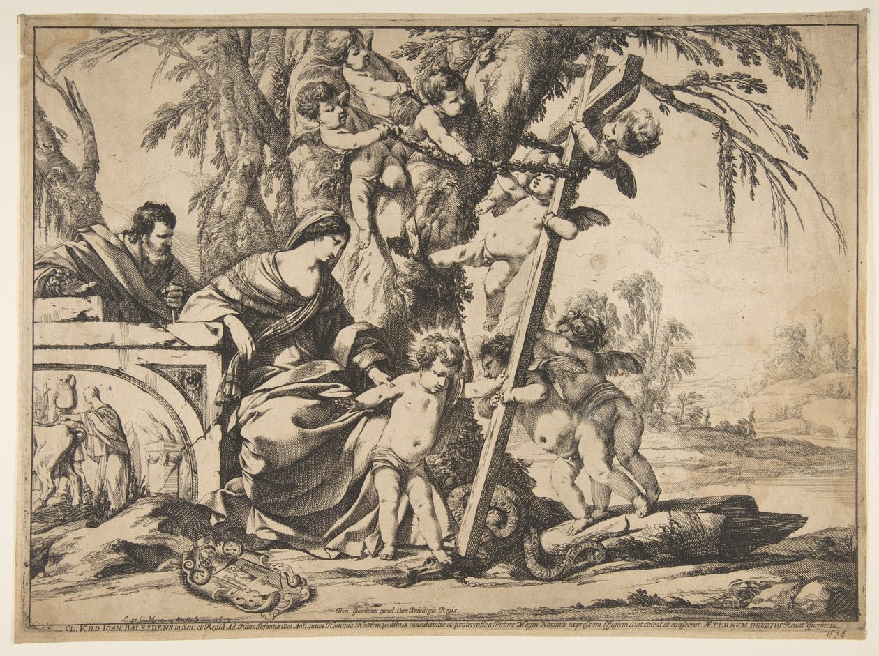 Sagrada Familia con el Niño Jesús pisando la serpiente, 1639 de Laurent de la Hyre