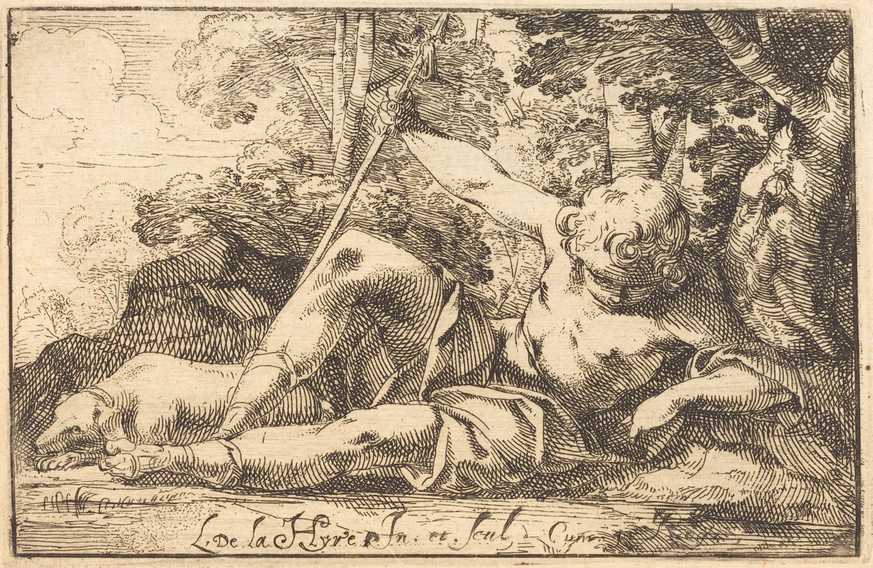 Narciso en el manantial de Laurent de la Hyre