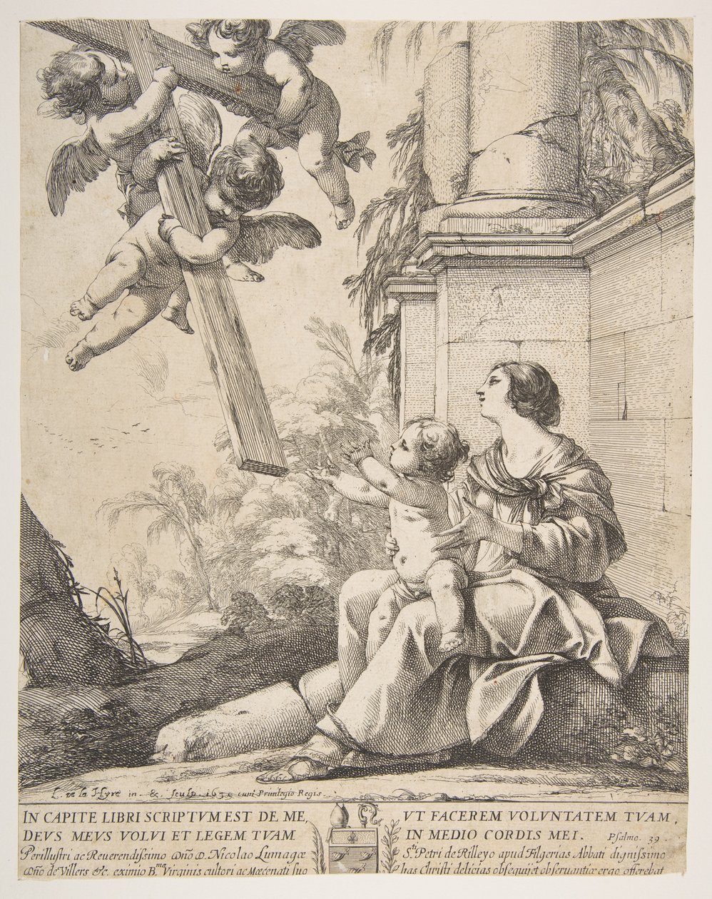 Virgen y Niño con ángeles de Laurent de la Hyre