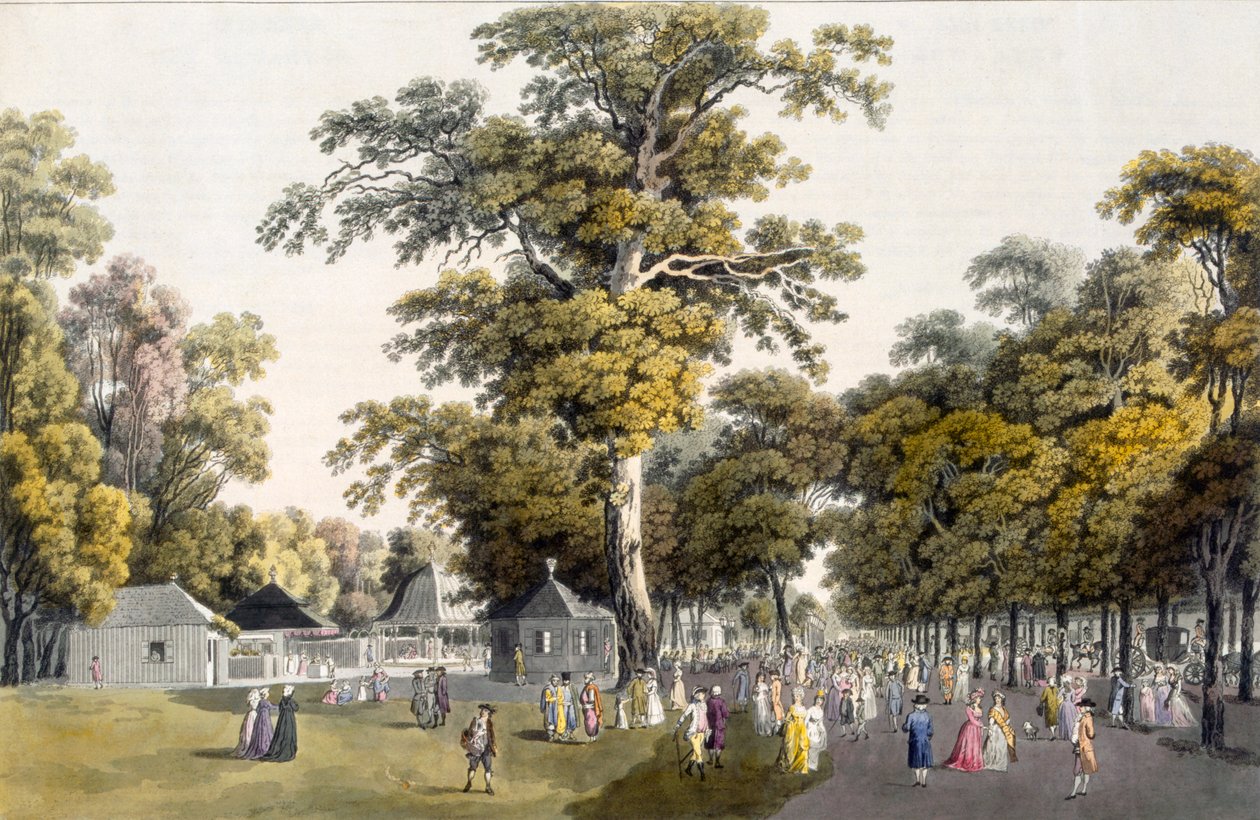 Los cafés en la Gran Avenida en Prater, Viena, 1798 de Laurenz Janscha