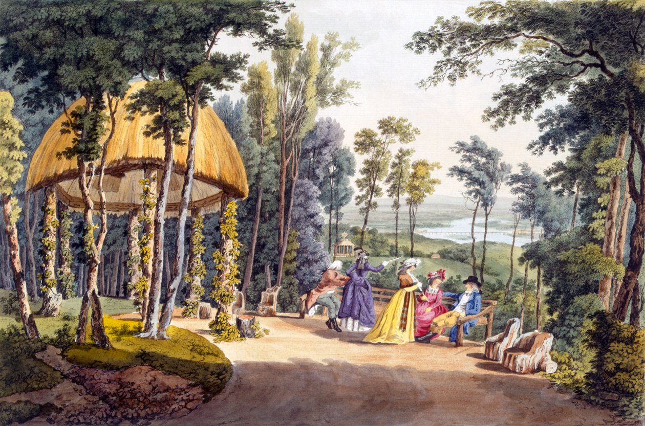 Vista del Templo Reisenburg, Palacio del Conde de Cobenzl, 1790s de Laurenz Janscha