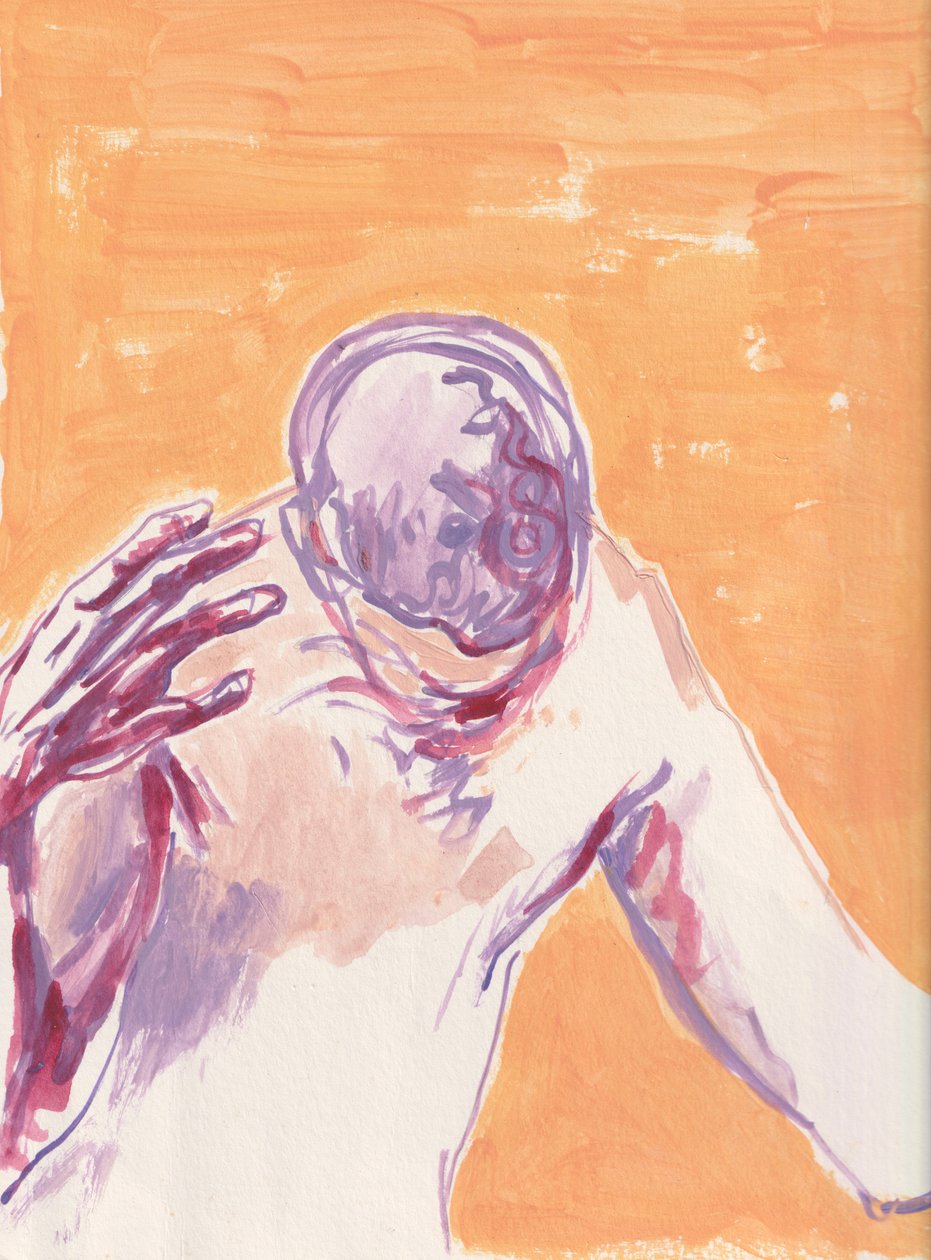 Ansiedad, 2025 (acrílico sobre papel de acuarela) de Laurie Michaels