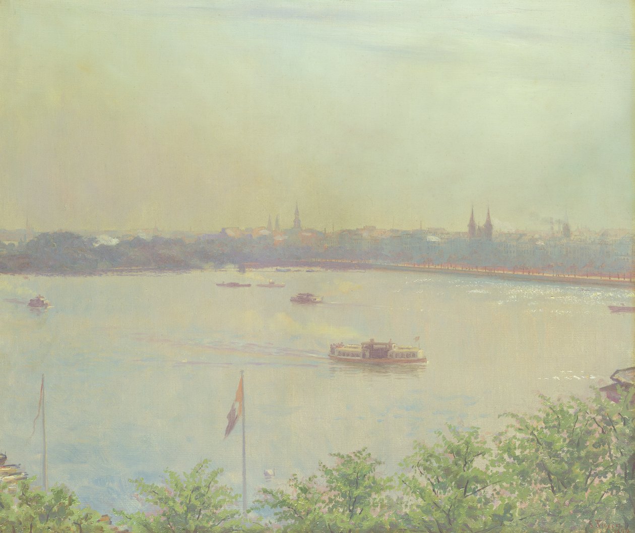 Vista del Lago Alster Interior, 1894 de Laurits Regner Tuxen
