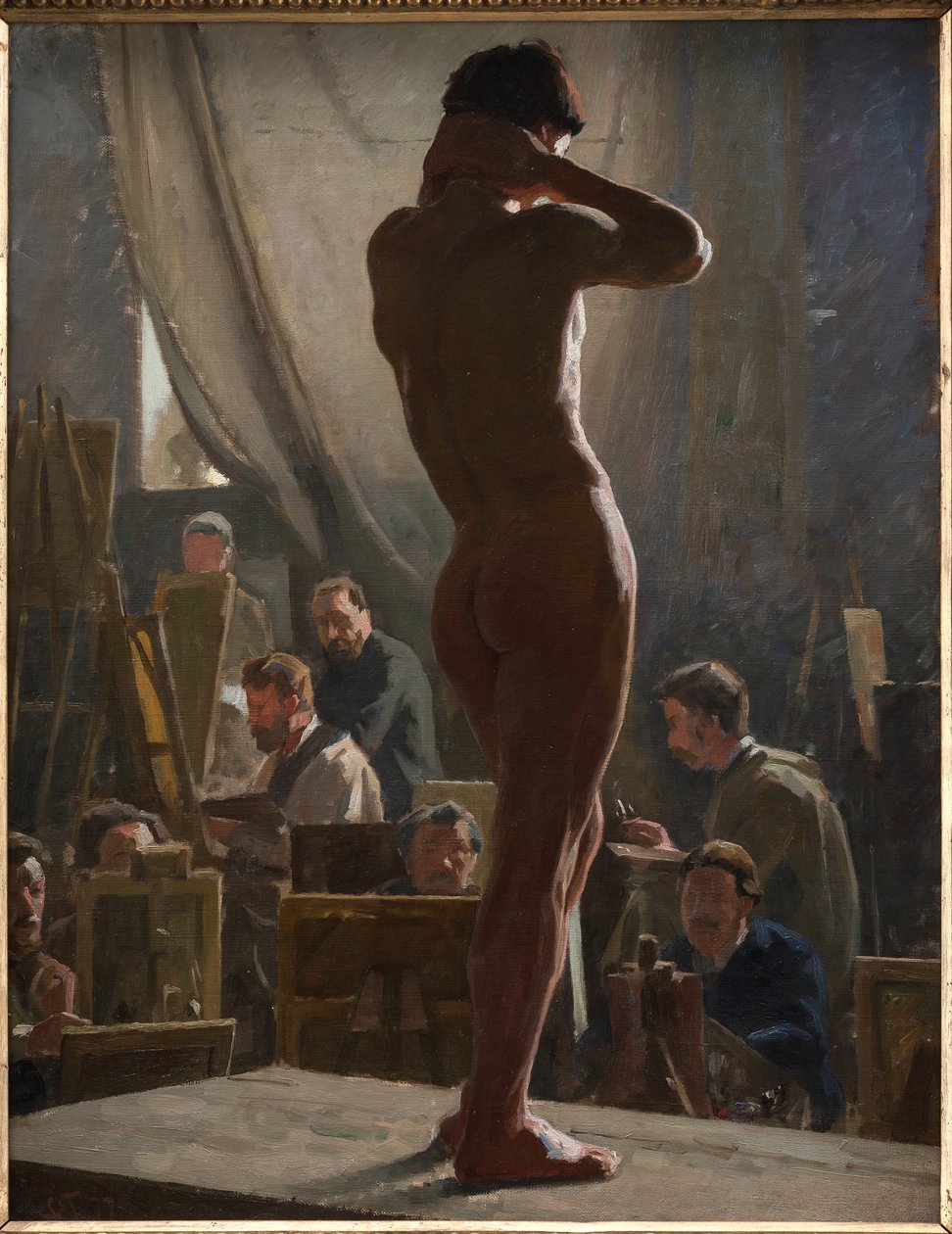 Desnudo masculino en el estudio de Bonnat de Laurits Regner Tuxen