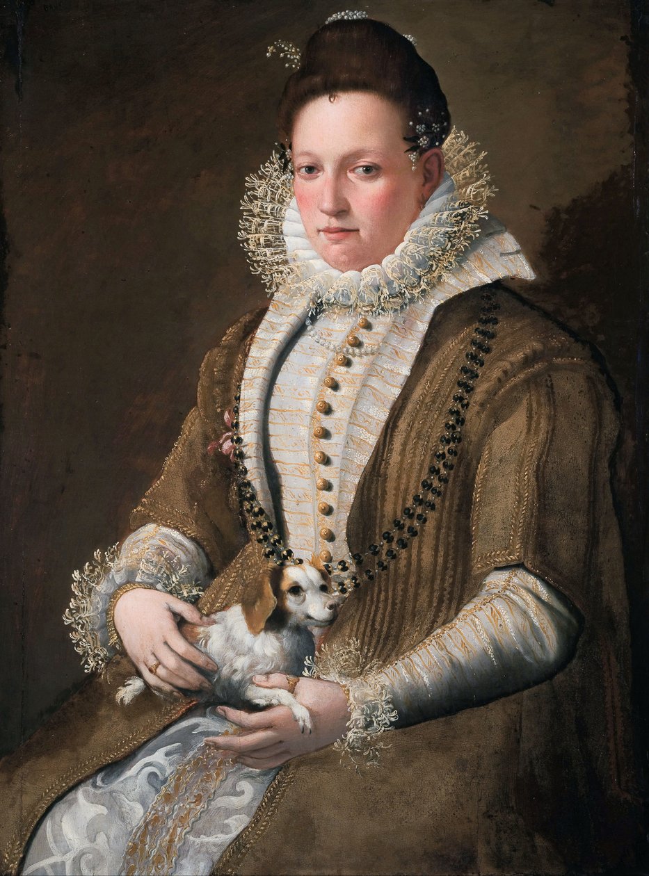 Retrato de una dama con un perro de Lavinia Fontana