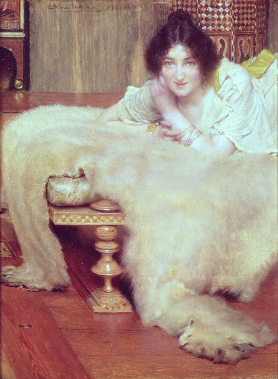 Un Oyente: La Alfombra de Oso, 1899 de Lawrence Alma Tadema