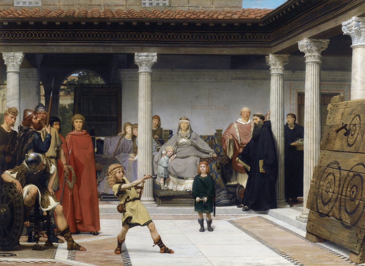 La educación de los hijos de Clotilde y Clovis - Pintura de sir Lawrence Alma-Tadema de Lawrence Alma Tadema