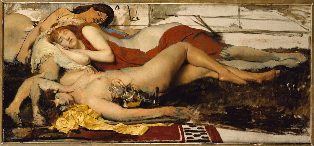 Ménades exhaustas, c.1873-74 de Lawrence Alma Tadema