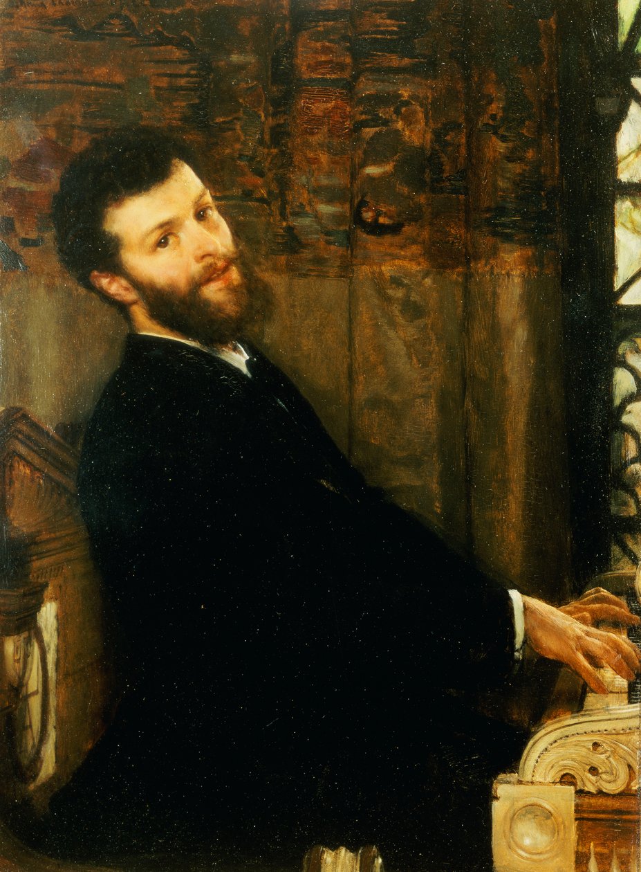 Retrato del cantante George Henschel tocando el piano de Alma-Tadema, Townshend House de Lawrence Alma Tadema