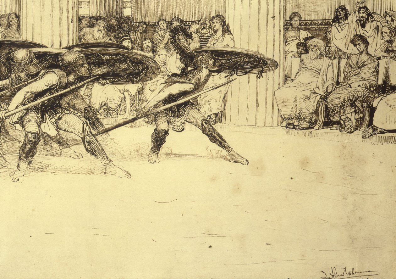 La danza pírrica, c.1886 de Lawrence Alma Tadema