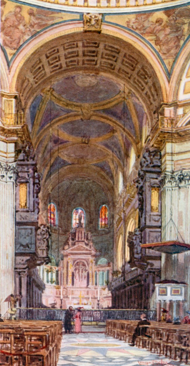 El coro, mirando al este (litografía en color) de Lawrence Deller