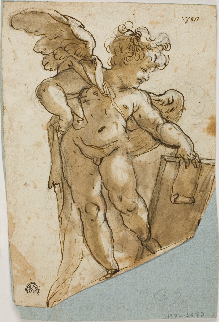Putto de pie con una tabla en la mano de Lazzaro Tavarone