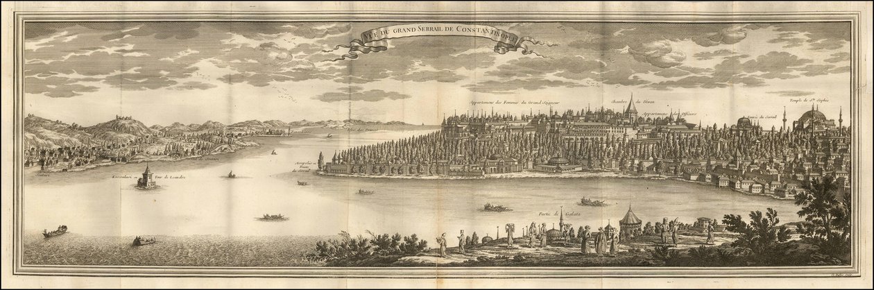 Ilustración de 1711 - Vista del Gran Serrail de Constantinopla de Le Blond