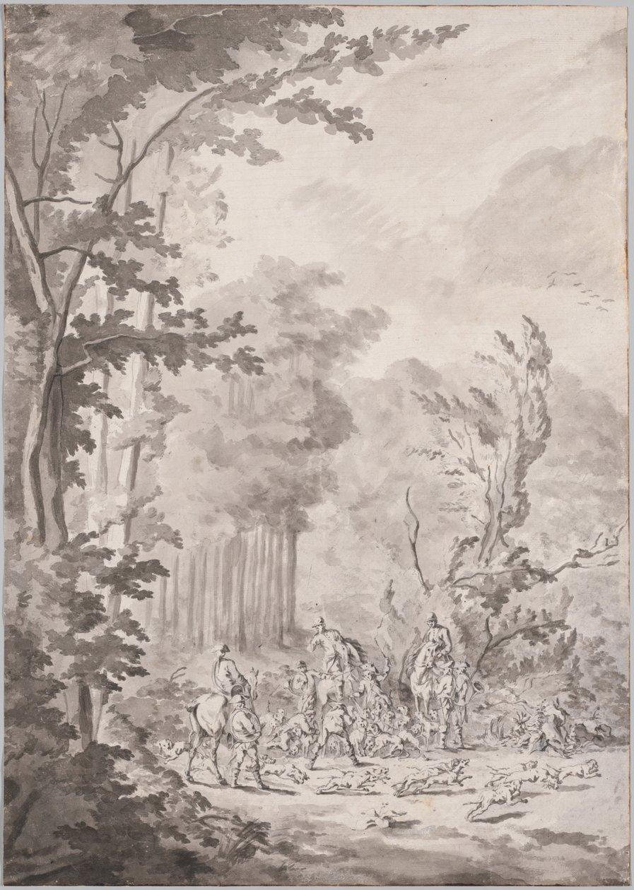 Una partida de caza en Marly, finales del siglo XVII o principios del siglo XVIII de Le Vieux Jean Baptiste Martin