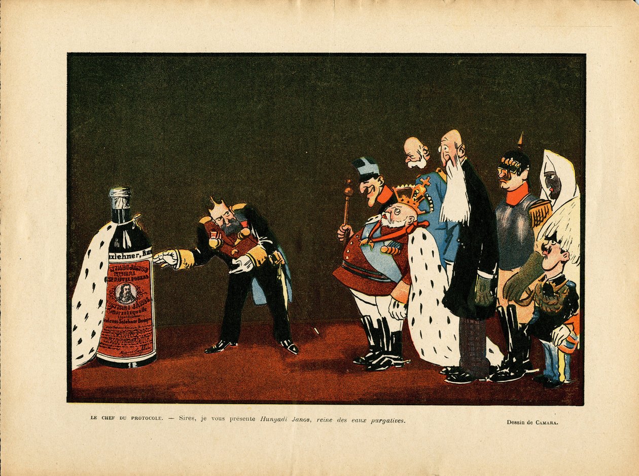 Ilustración de Leal de Camara (1877-1948) en Le Rire, 25/12/09 - Bélgica, Europa, Portugal, Austria, Alcoholismo, Protocolo - Guillermo II, Leopoldo II, Eduardo VII, Alfonso XIII, Francois-Joseph 1er d