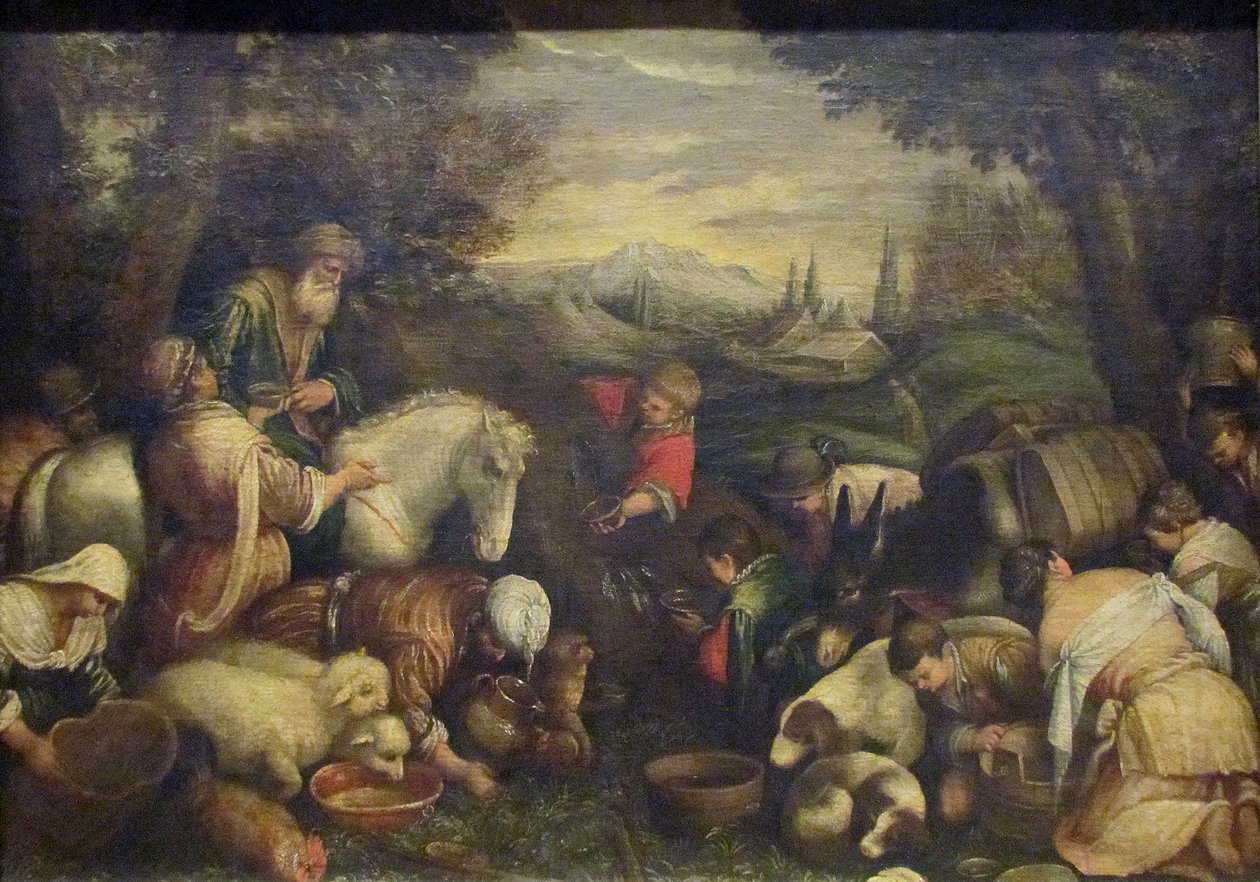 Moisés golpea la roca de Leandro Bassano