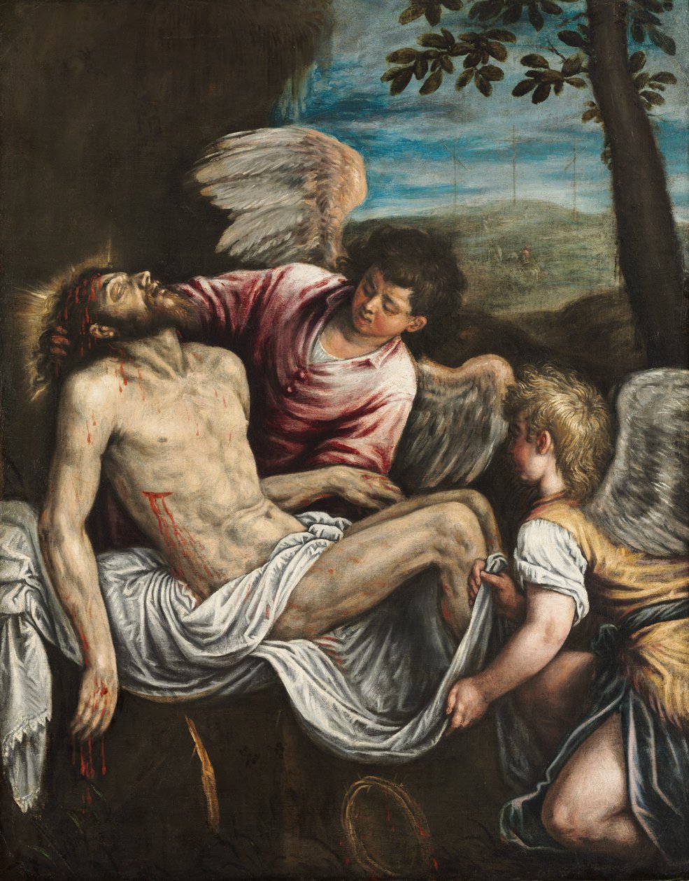 El Cristo muerto con ángeles de Leandro Bassano