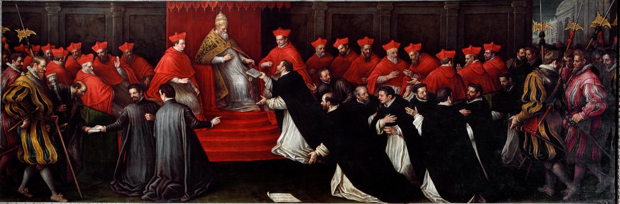 Honorio III, conocido como Cencio Savelli, papa de 1216 a 1227, aprobó en 1216 la regla de Santo Domingo para fundar la Orden de los Predicadores, conocidos hoy como Dominicos. de Leandro da Ponte Bassano