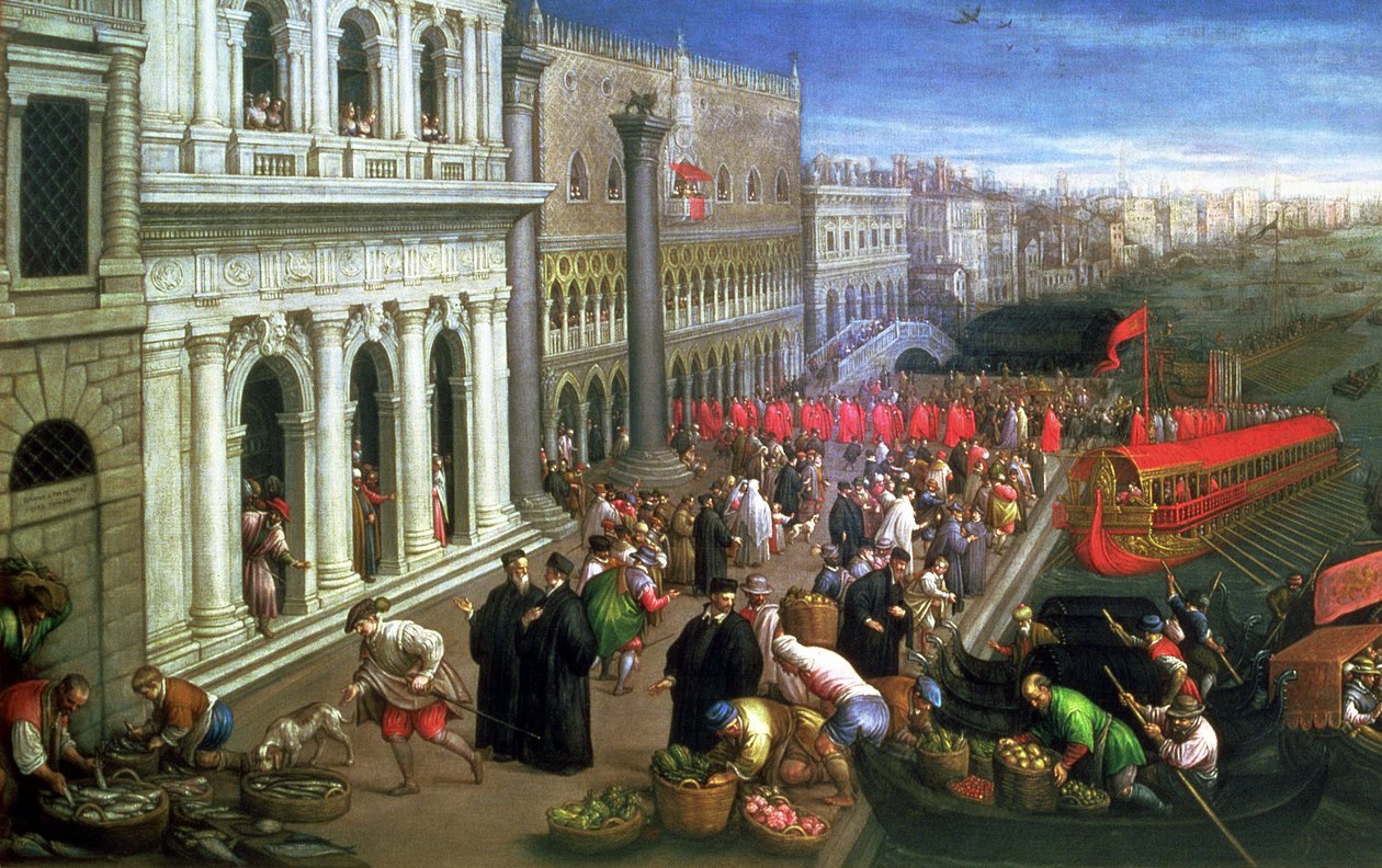 Riva degli Schiavoni, Venecia (óleo sobre lienzo) (detalle de 64549) de Leandro da Ponte Bassano