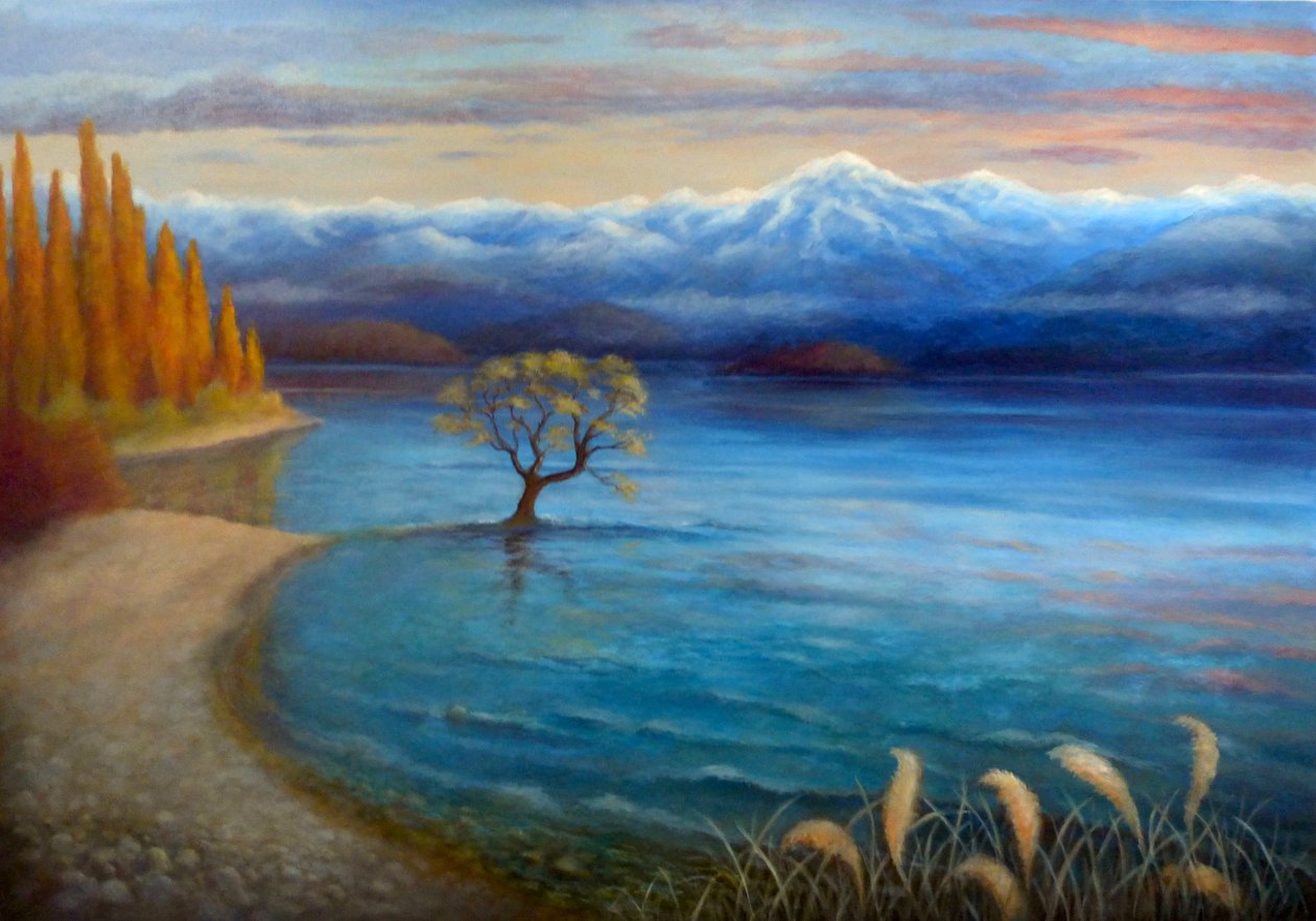 El árbol de Wanaka, 2024 (óleo sobre lienzo) de Lee Campbell
