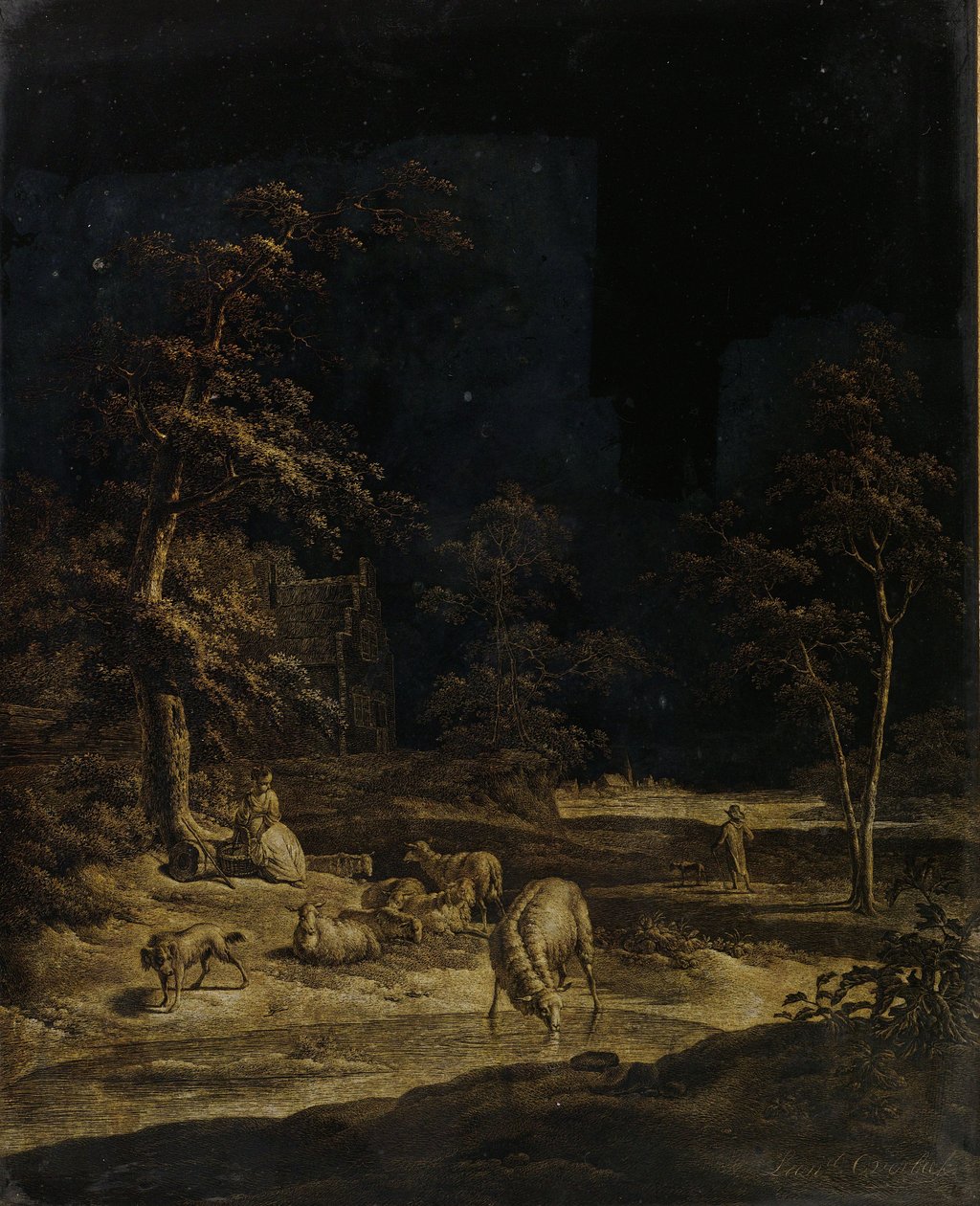 Pastora con ovejas de Leendert Overbeek