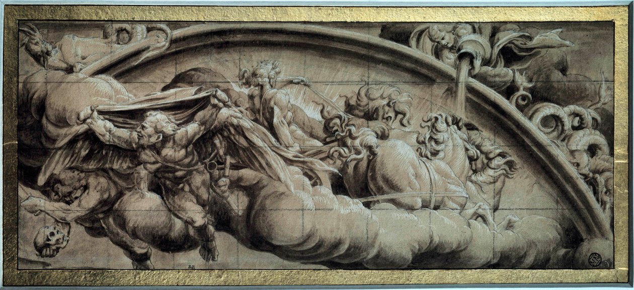 Ciclo del carro de Apolo: la Tarde o Alegoría del invierno. Dibujo en tinta negra de Lelio Orsi (1511-1587). Siglo XVI. París, Museo del Louvre de Lelio Orsi da Novellara