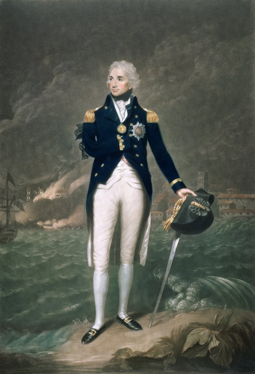 Sir Horatio Nelson, K.B., Contralmirante de la Flota Azul, grabado y publicado por William S. Barnard (1774-1849), pub. 1798 de Lemuel Francis Abbott