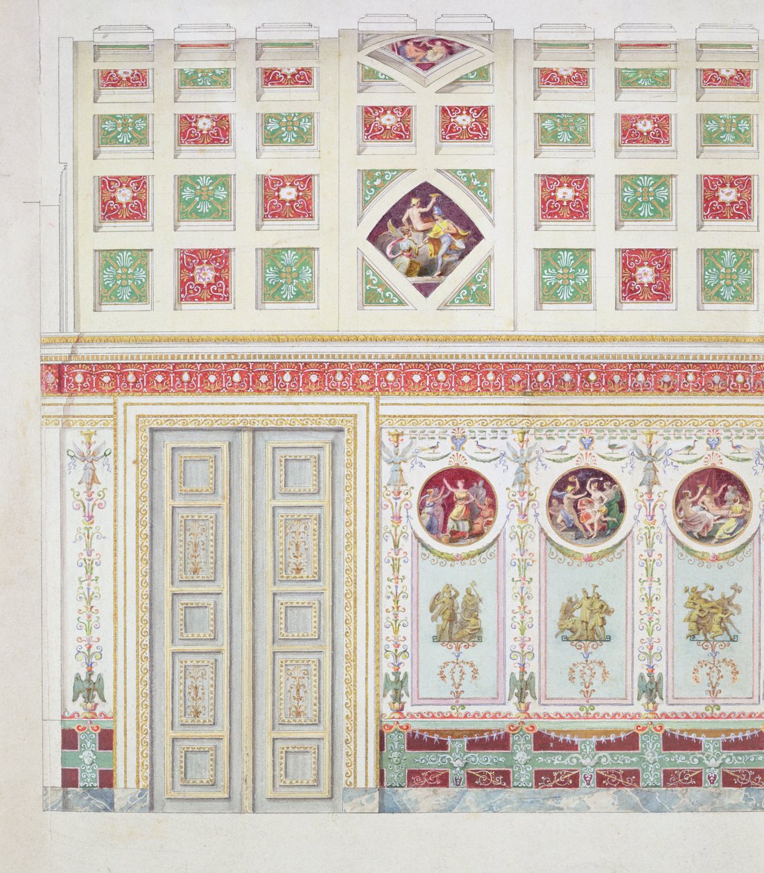 Diseño para la sala de escritura de Ludwig I en la Residencia de Múnich, 1826 de Leo von Klenze