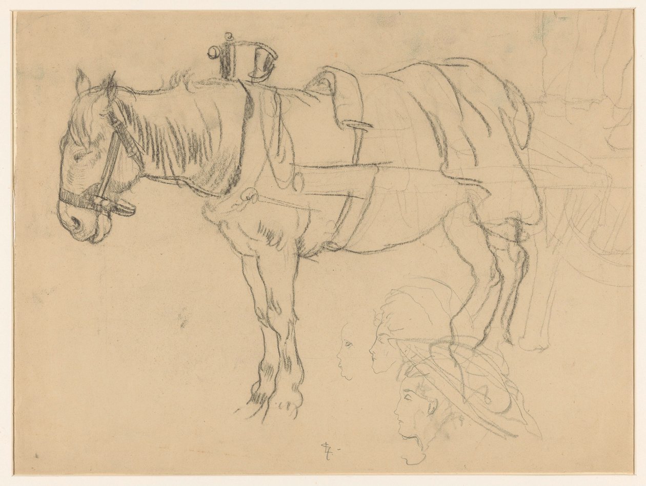 Estudios de caballos y cabezas entrenadas de Leo Gestel (signed by artist)
