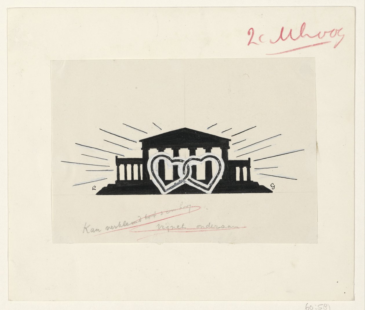Templo con dos corazones entrelazados de Leo Gestel (signed by artist)