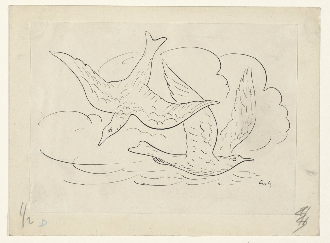 Dos pájaros de Leo Gestel (signed by artist)