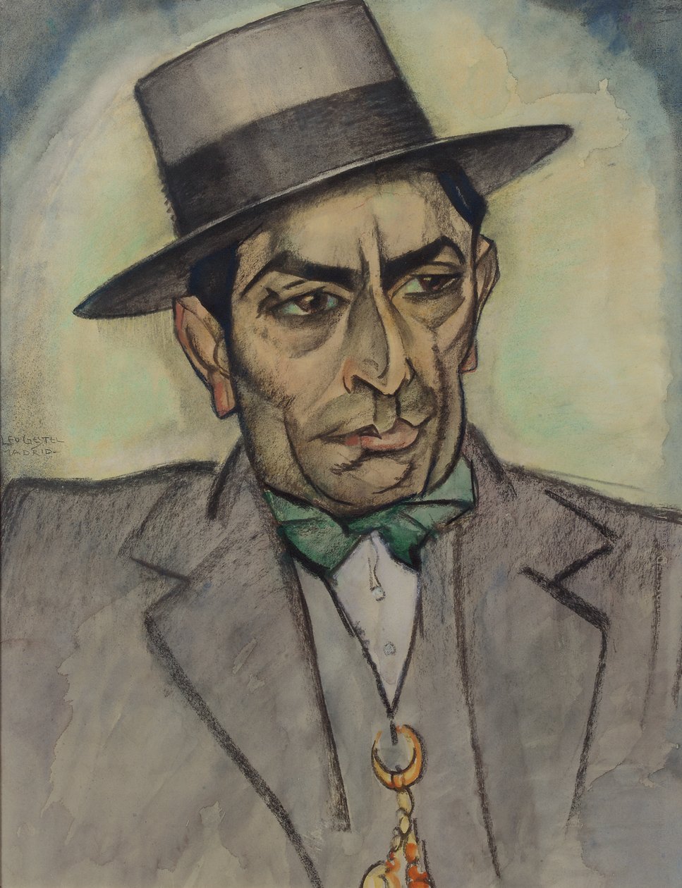 Un hombre con traje español, c. 1914 (carboncillo, pastel y acuarela sobre papel) de Leo Gestel