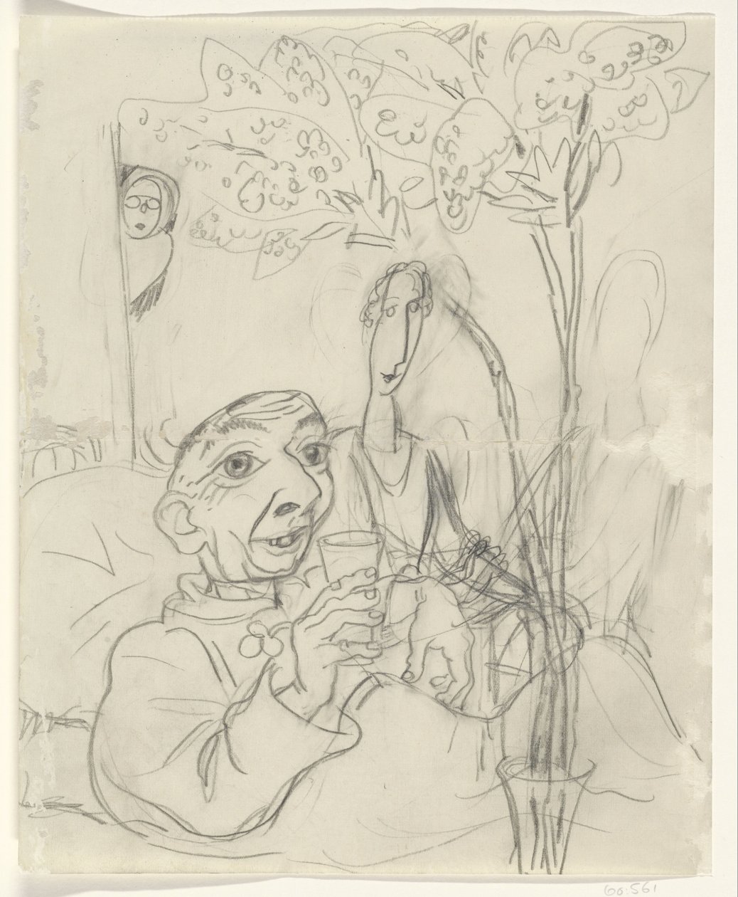 Caricatura de Leo Gestel en su lecho de enfermo de Leo Gestel