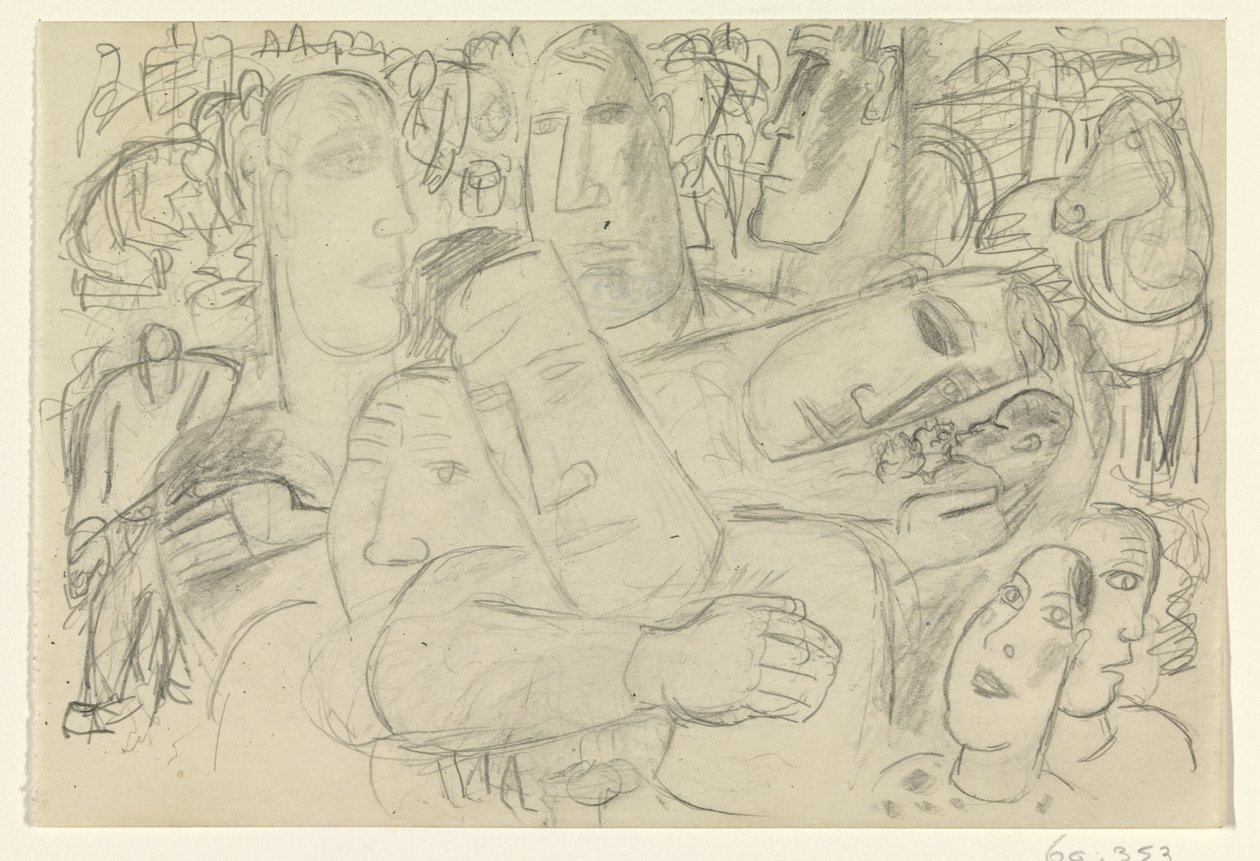 Personas, caras y un caballo de Leo Gestel