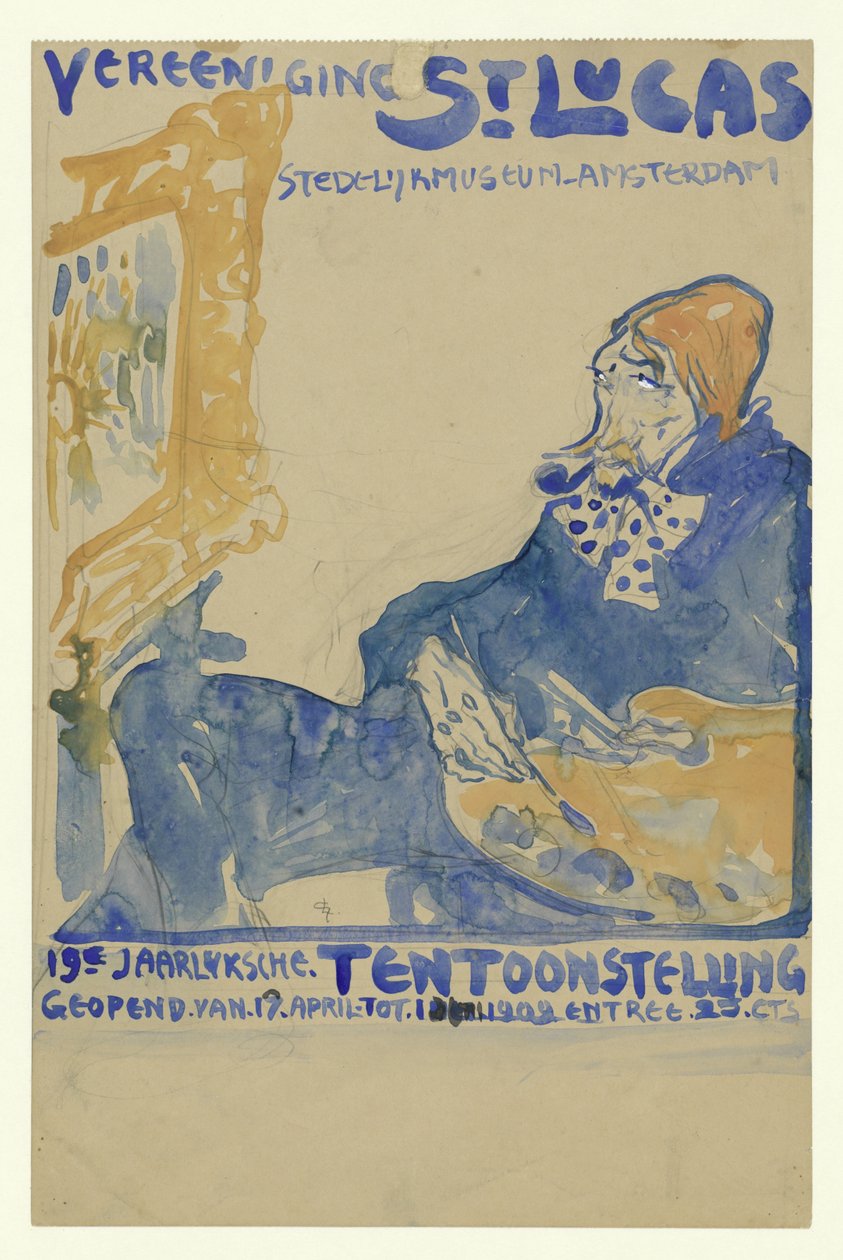 Diseño del cartel de la 19ª exposición anual de Vereening St. Lukas en el Stedelijk Museum de Ámsterdam de Leo Gestel